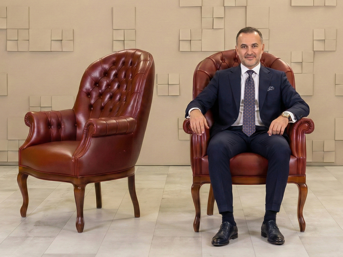 Комплект мягких кресел Executive base MASCHERONI Кожа Коричневый Италия_КНККК-110823