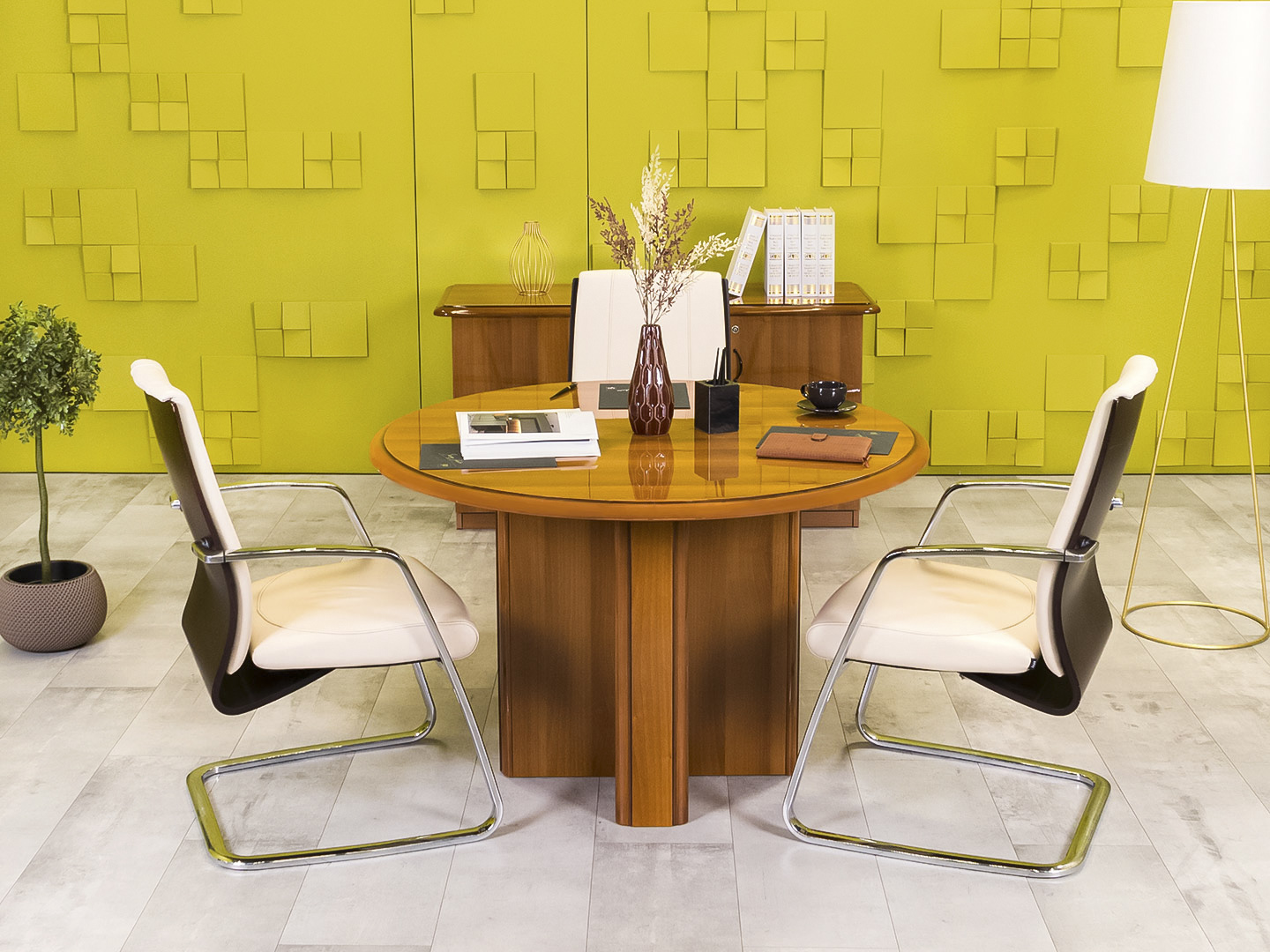 Офисный стол для переговоров CANNES Goodfurniture 1200x1200x760 МДФ Орех Италия_СГКХК-070524