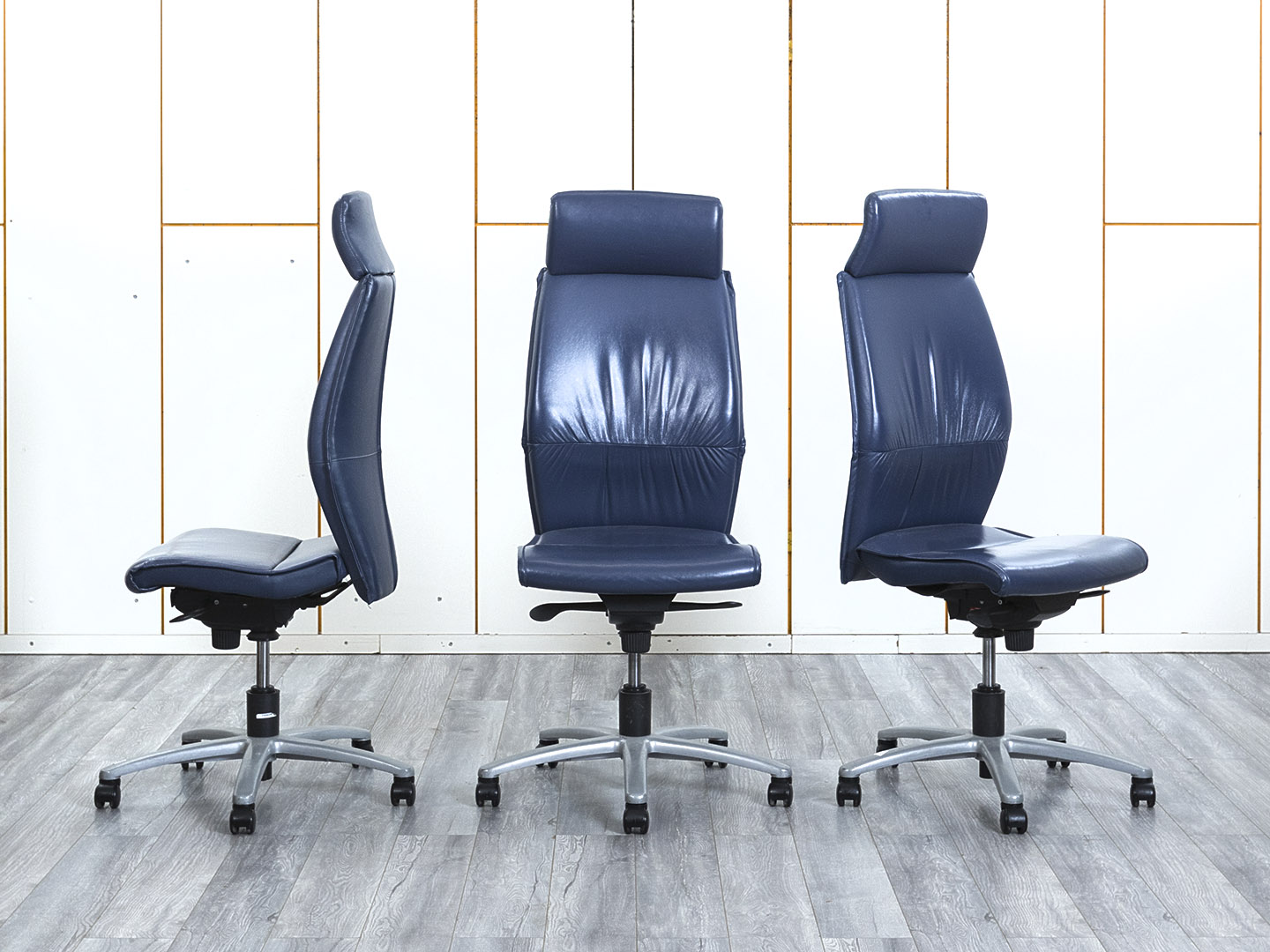 Офисное кресло руководителя   Кожа Синий   (КРКН-15044)