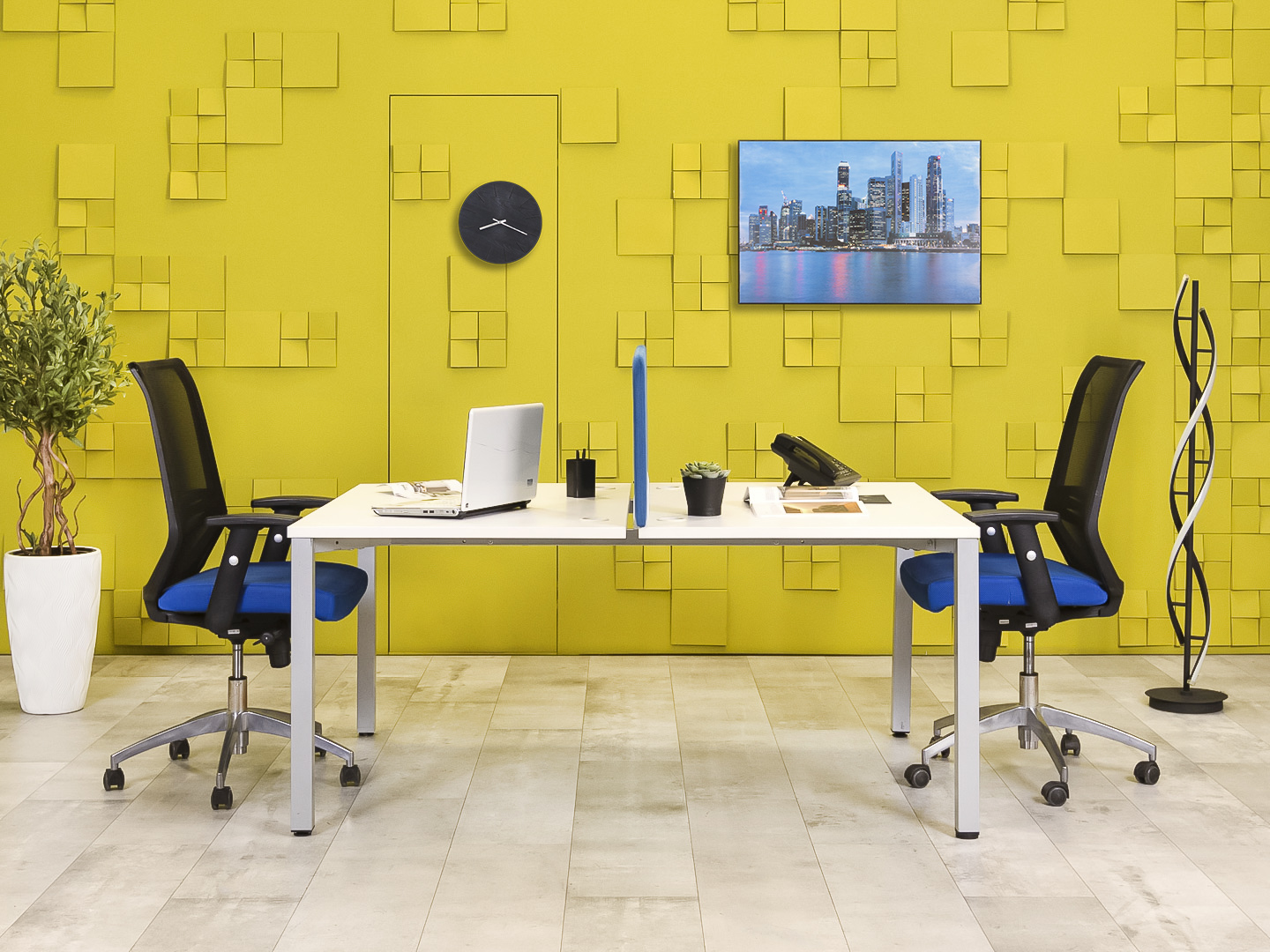 Комплект офисной мебели стол с тумбой  ЛДСП Белый  ГКБ-26115