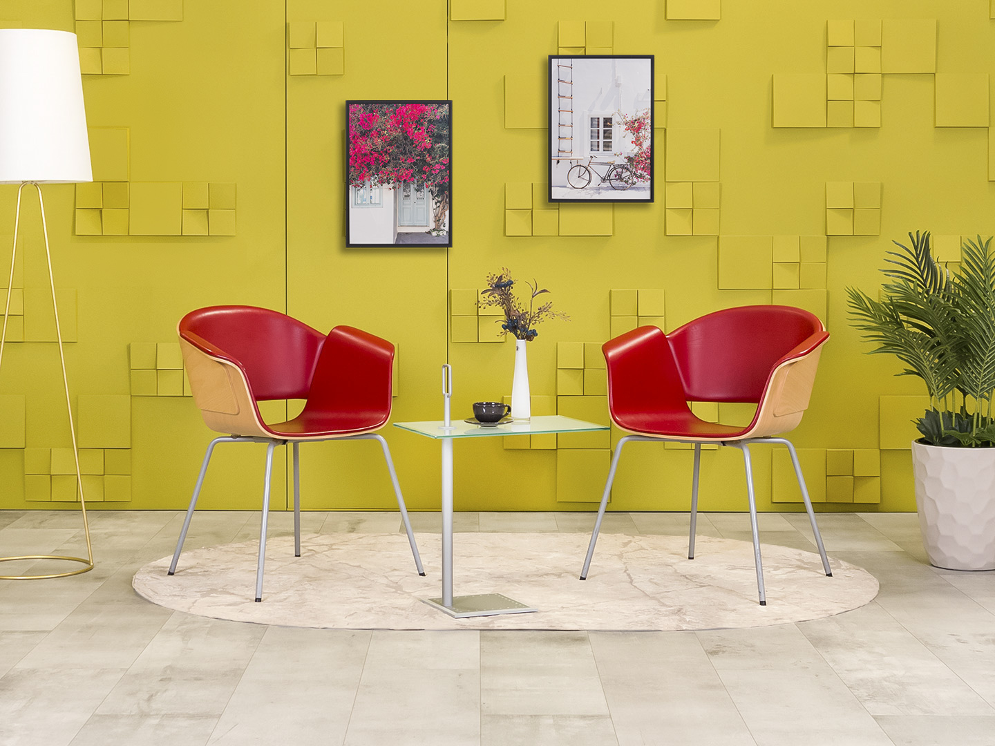 КОМПЛЕКТ ИЗ 2-Х КОНФЕРЕНЦ КРЕСЕЛ BENE  Кожа Красный Австрия_КНККК-27111