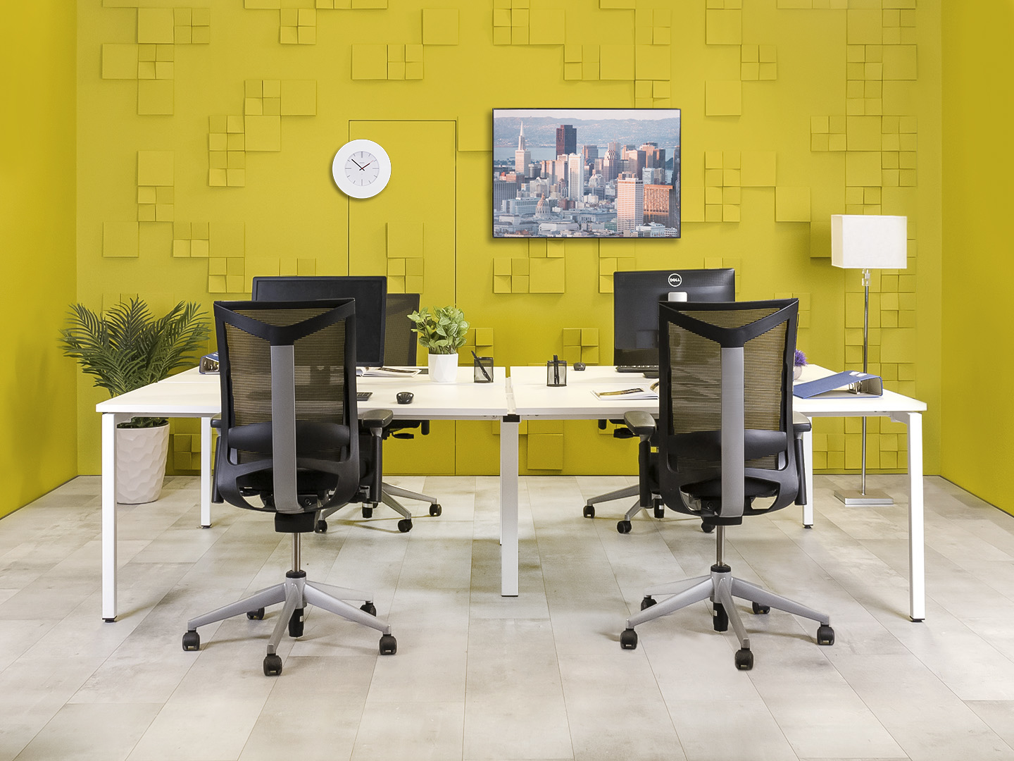 Комплект офисной мебели на 4 человека ЛДСП Белый Россия_ГКБ-190224