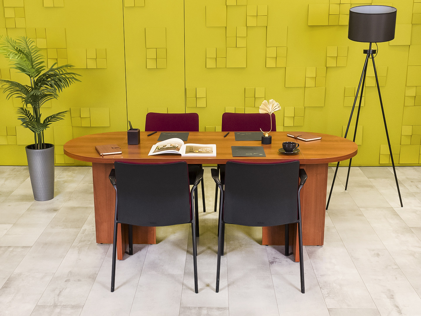 Офисный стол для переговоров 2000x800x750 ЛДСП Вишня Россия_СГОШ-200624