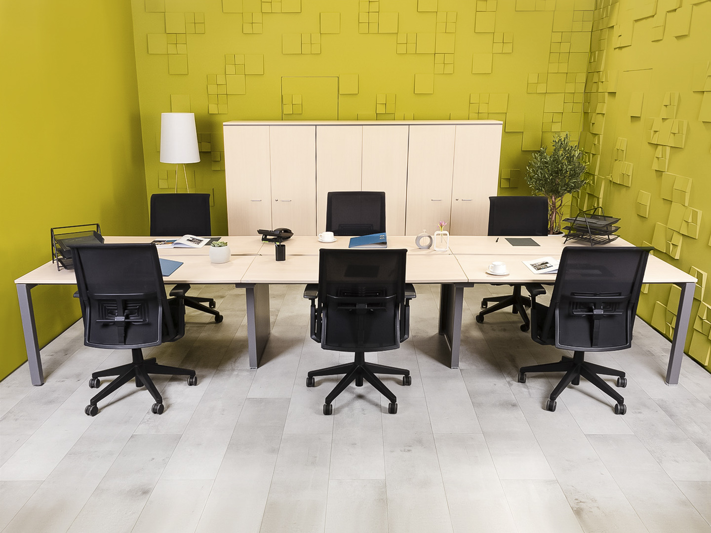 Комплект офисной мебели на 6 человек LAS ДСП Клен Италия_ГКВ-09091