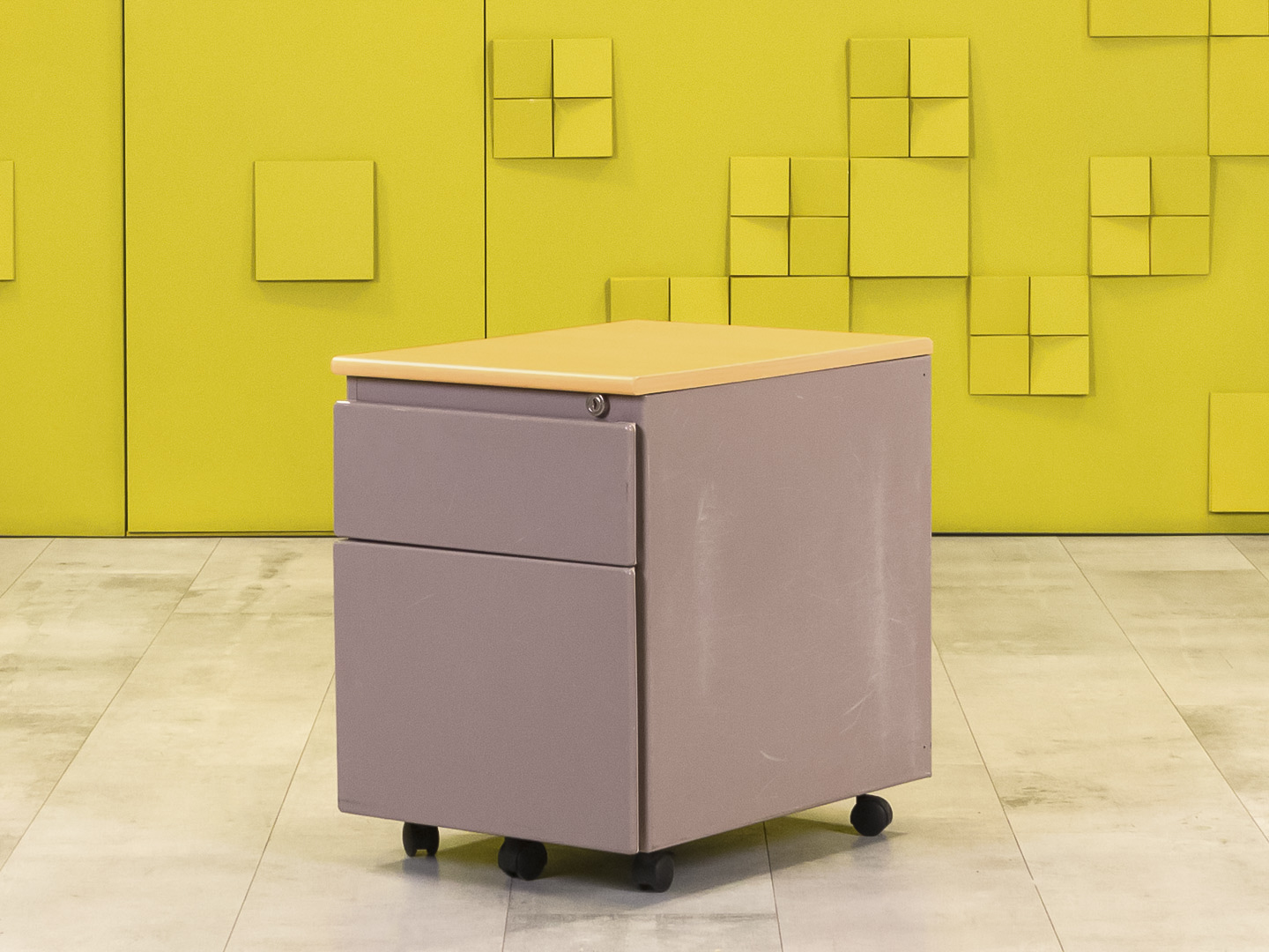 Офисная тумба выкатная Steelcase 420x560x570 Металл Серый 2 ящика Франция_ТВ2ЯМ3-280923