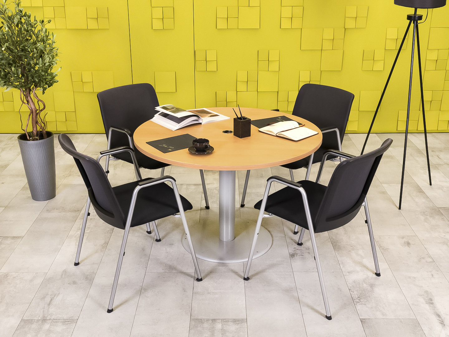 Офисный стол для переговоров HAWORTH 1100x1100x710 ЛДСП Ольха Германия_СГКЛ-240923