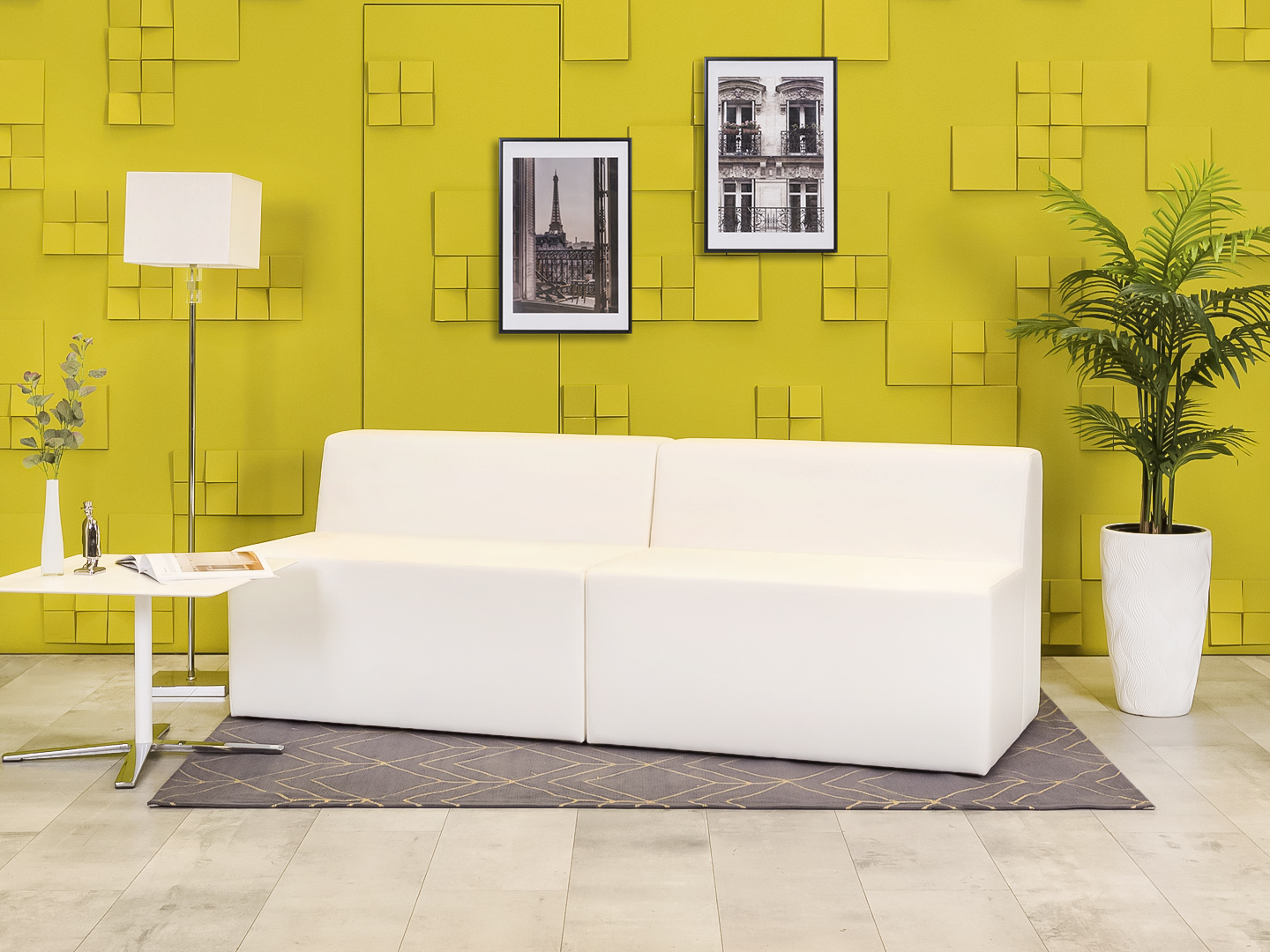 Офисный диван Кожзам Белый Россия  ДНКБ-20016