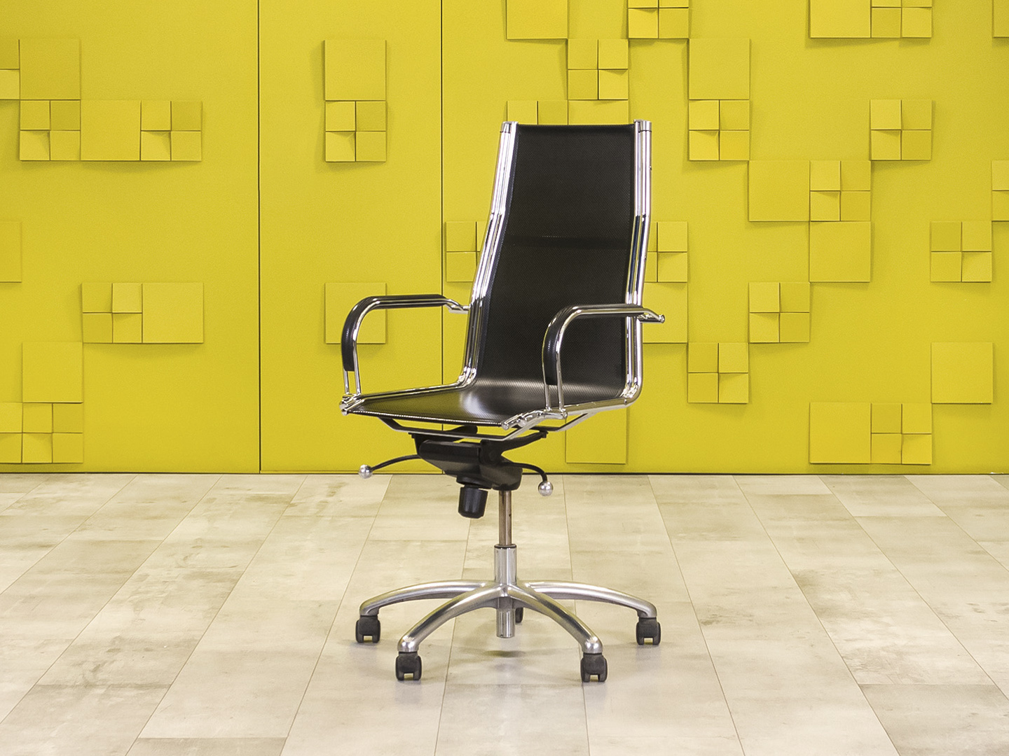 Офисное кресло руководителя на колесах Sitland Экокожа Чёрный Италия_КРКЧ-120924