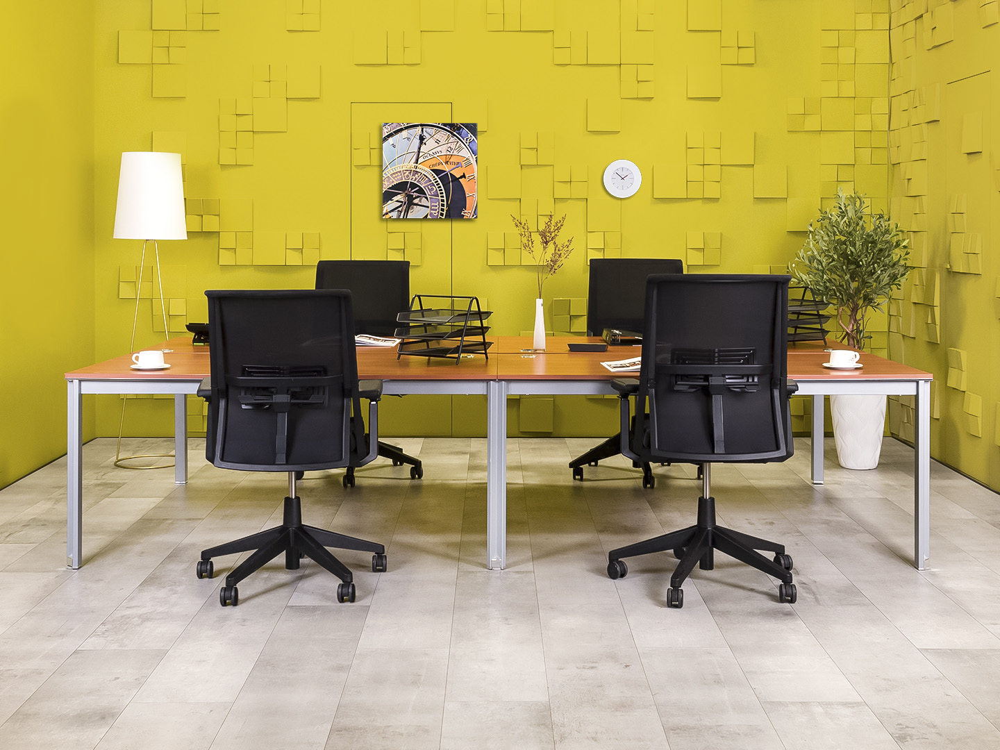 Комплект офисной мебели на 4 человека ЛДСП Вишня Импорт_ГКШ2-230824