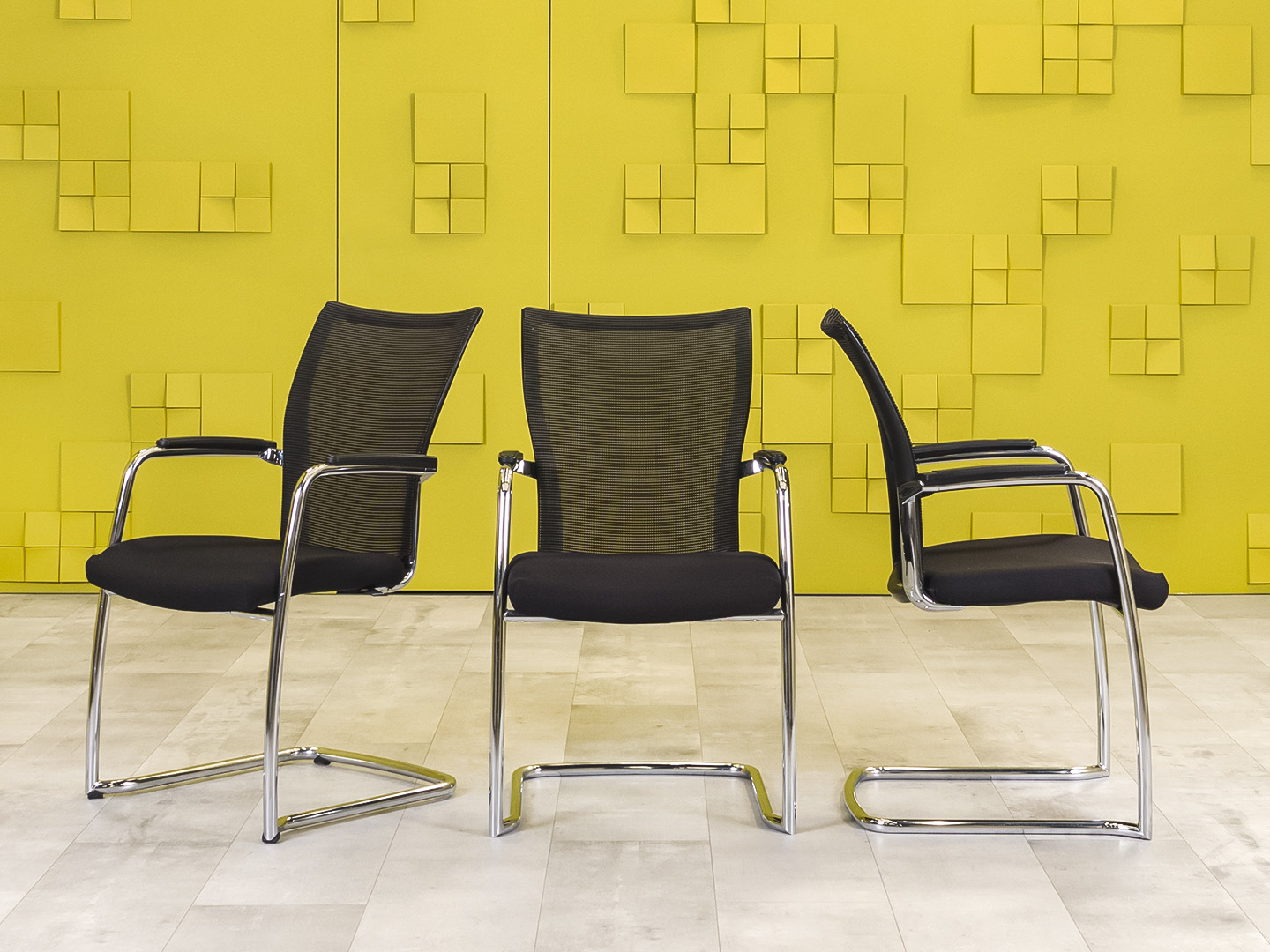 Конференц кресло для переговорной на полозьях Comforto HAWORTH Ткань Чёрный США_КДТЧ-290124