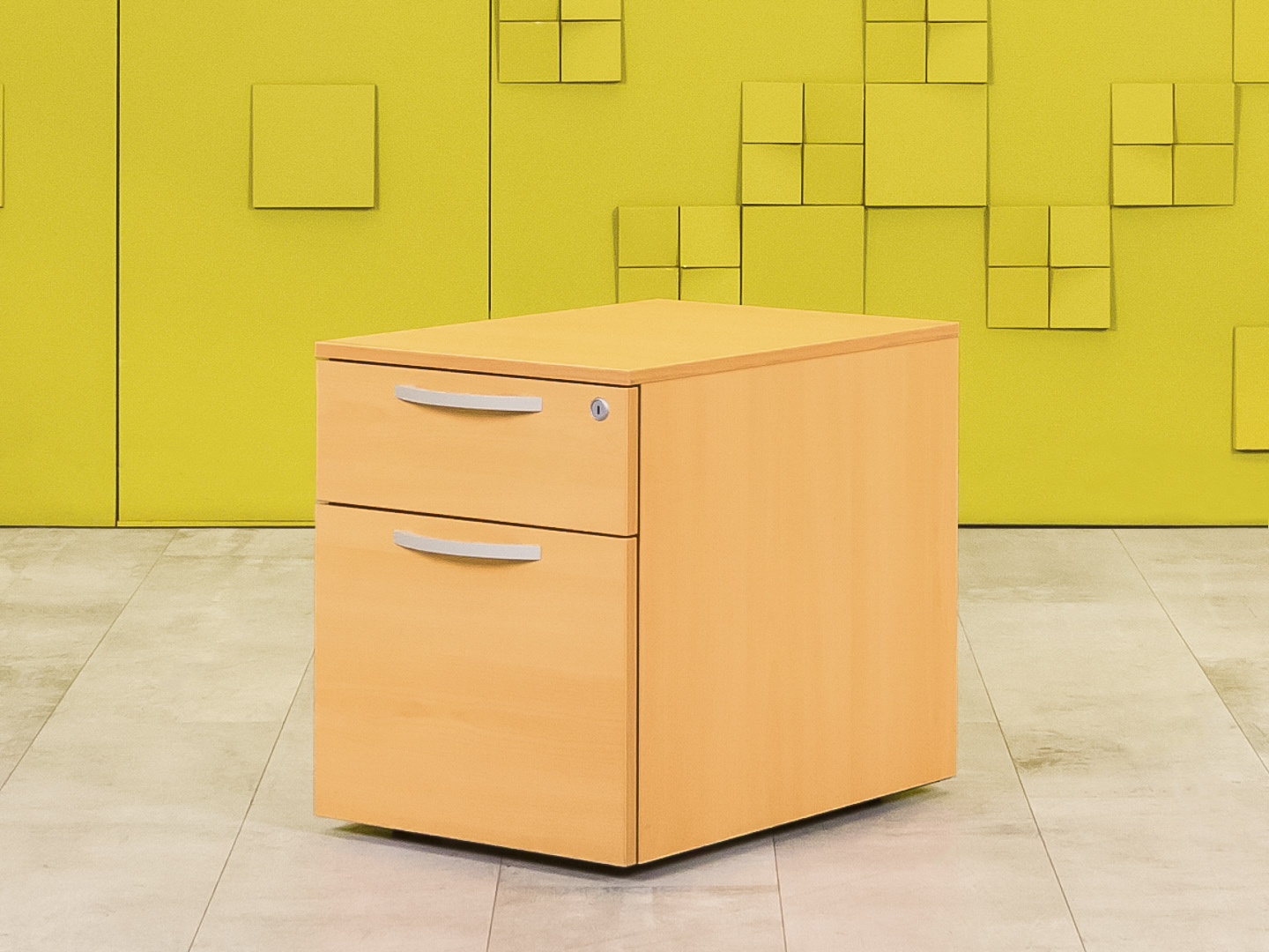 Офисная тумба выкатная Steelcase 420x590x520 ЛДСП Бук 2 ящика Импорт_ТВ2ЯВ2-260923