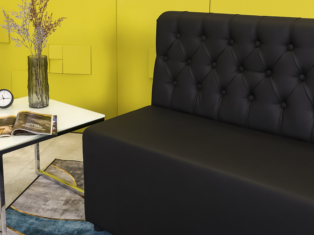 Офисный диван Кожзам Чёрный Россия  ДНКЧ-20016