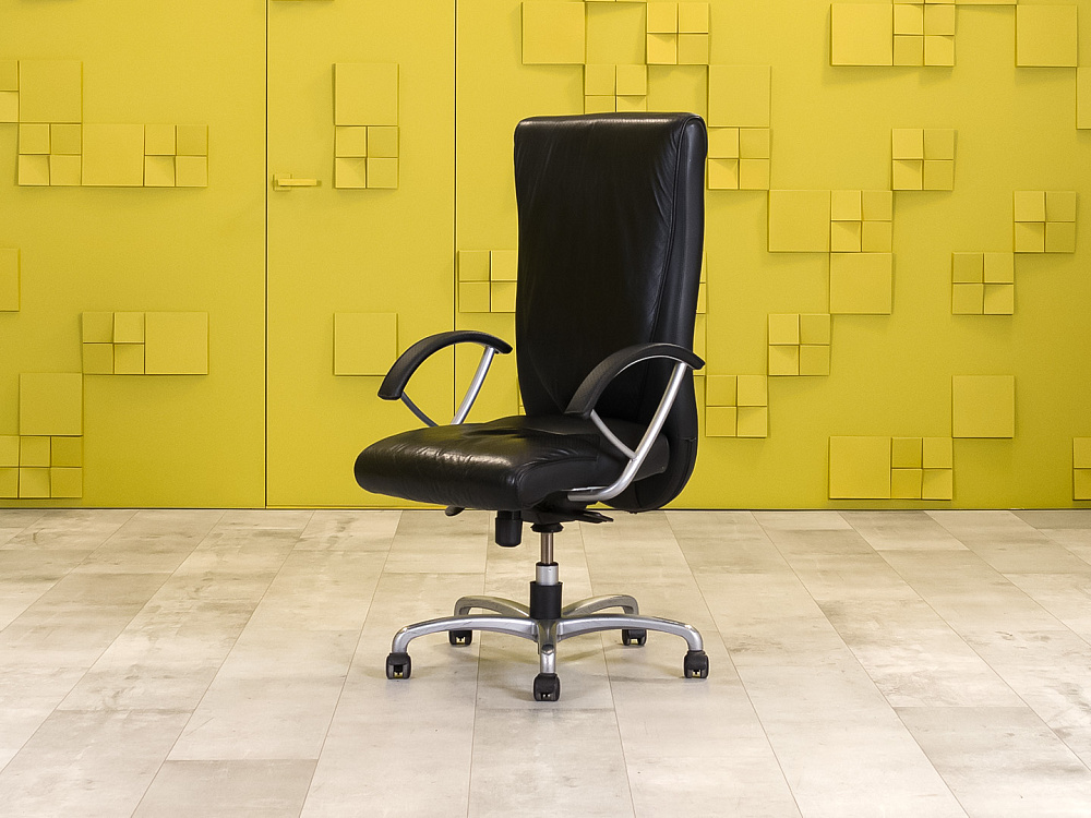 Офисное кресло руководителя на колесах Sitland Кожа Чёрный Италия_КРКЧ-201123