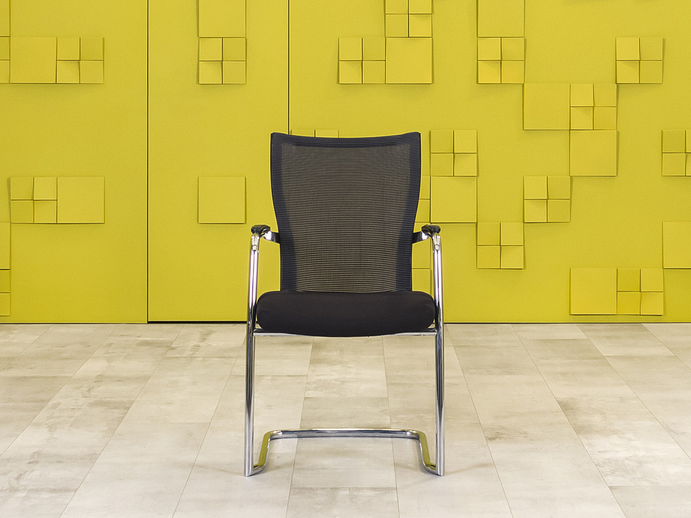 Конференц кресло для переговорной на полозьях Comforto HAWORTH Ткань Чёрный США_КДТЧ1-290124