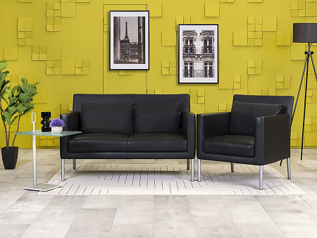Комплект мягкой мебели WALTER KNOLL 1300x690 Кожа Чёрный Германия_ДНКЧК-190124