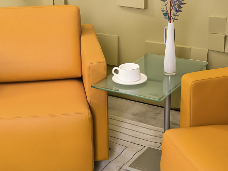 Комплект из 2-х мягких кресел NELSON WALTER KNOLL Кожа Жёлтый Германия  КНКЖК-19024