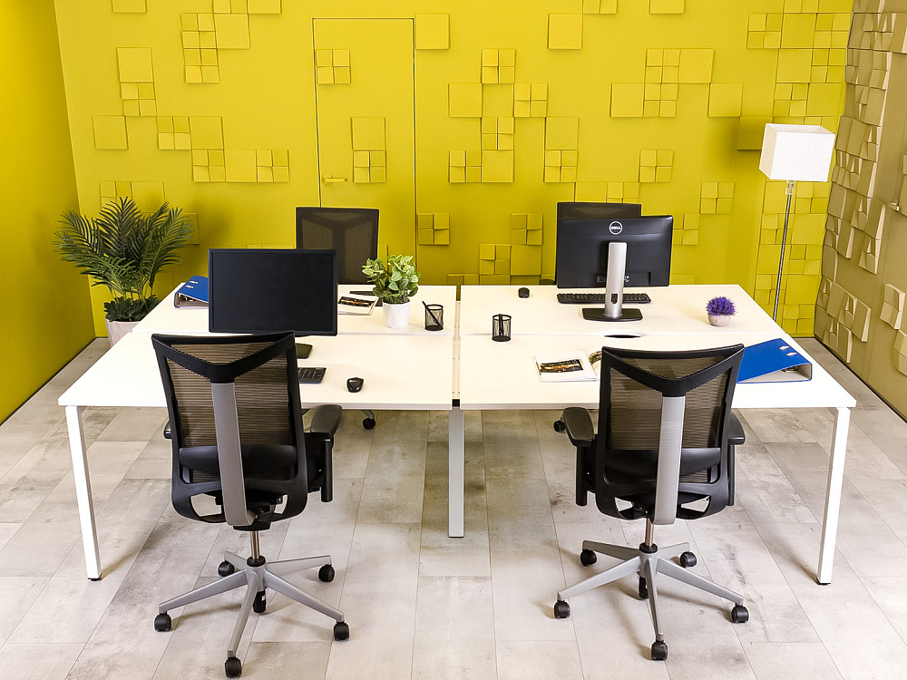 Комплект офисной мебели на 4 человека ЛДСП Белый Россия_ГКБ-190224