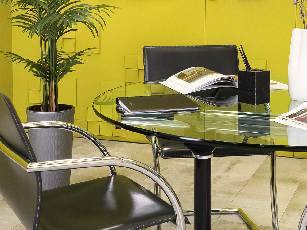 Офисный стол для переговоров Burdick Herman Miller 1200x1200x750 Стекло США_СГКС-030823