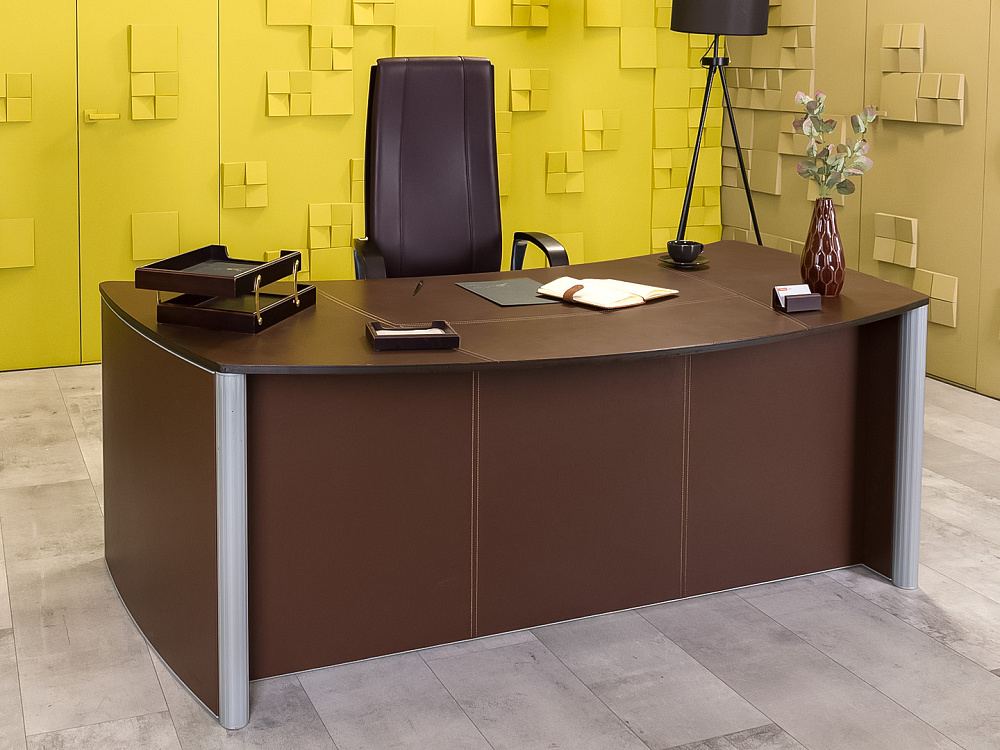 Стол для руководителя ENRICO PELLIZZONI 2000x1000 Кожа Коричневый Италия_СРЭК-210224