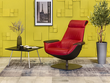 Мягкое кресло Massaud Lounge Chair Steelcase Кожа Красный США  КНКК-19125