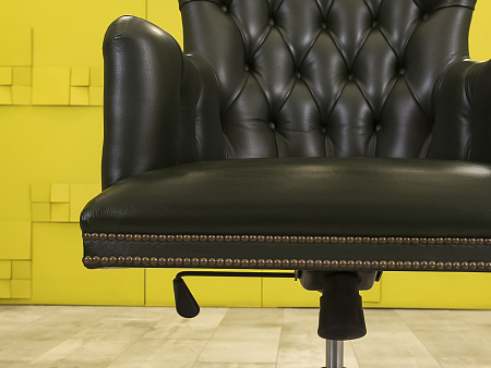 Офисное кресло руководителя на колесах Classik Art & Moble Кожа Зелёный Испания  КРКЗ-16125