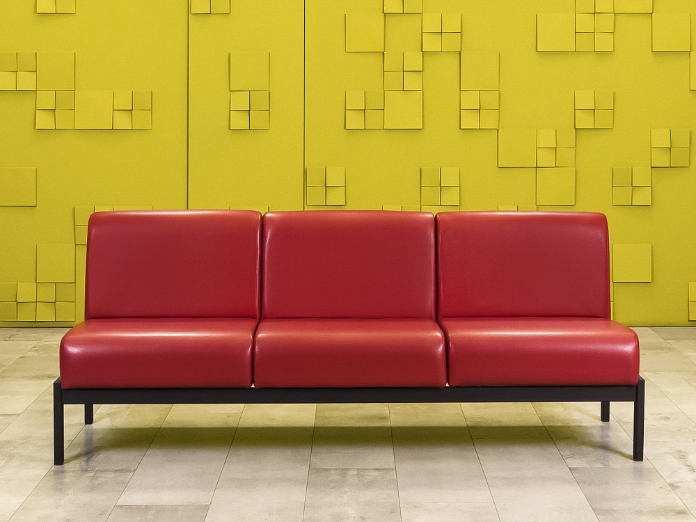 Офисный диван Сандра Кожзам Красный Россия  ДНКК1-27046