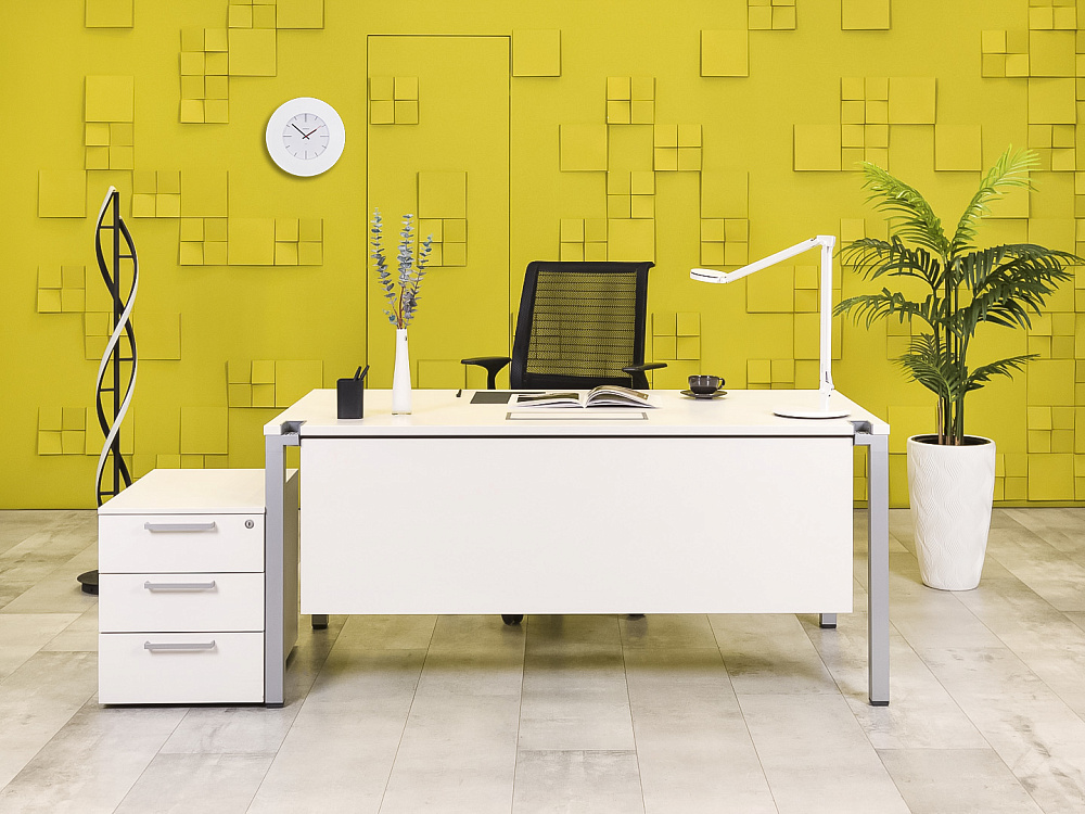 Комплект офисной мебели стол с тумбой  Steelcase ЛДСП Белый Франция  СППБТ2-04026