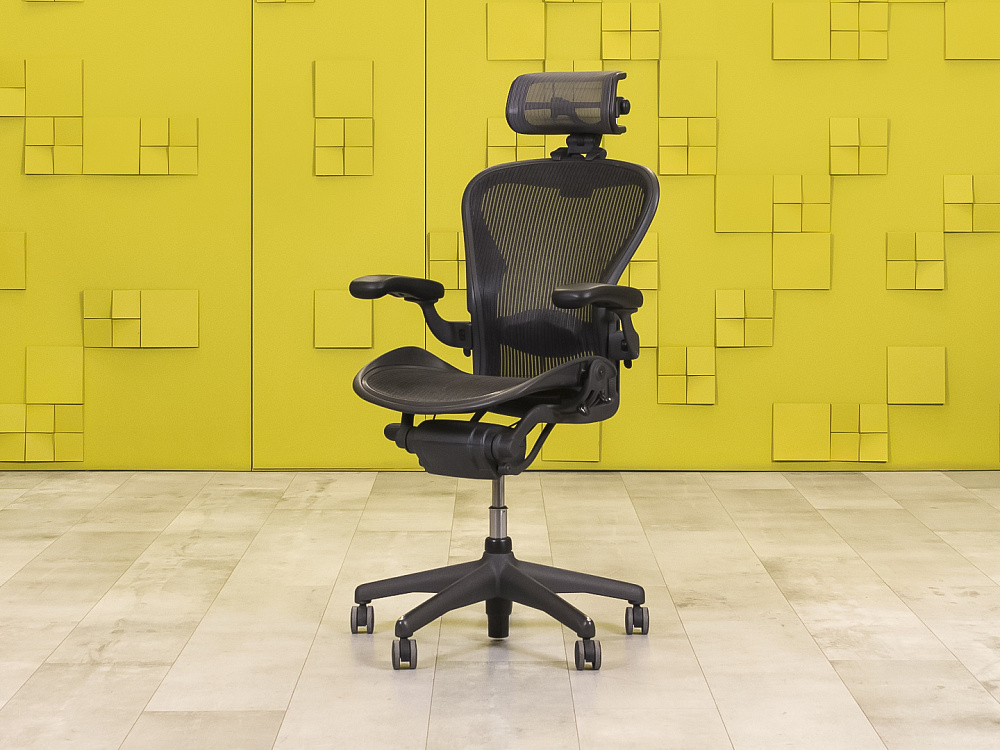 Офисное кресло руководителя на колесах Aeron B Herman Miller Сетка Чёрный США  КРТЧ-02045