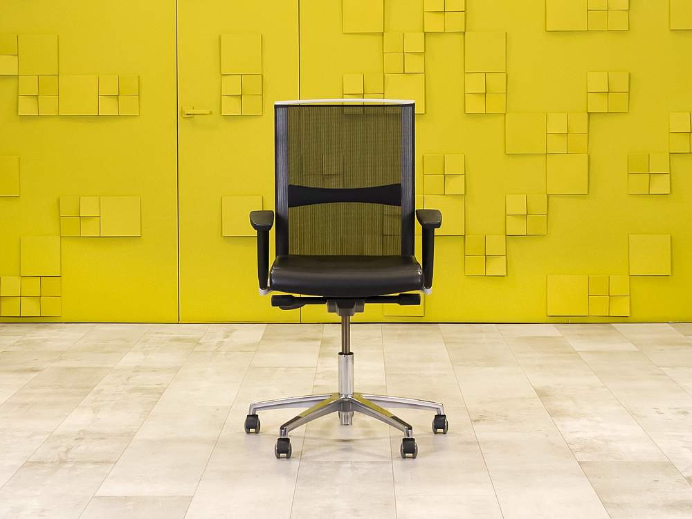 Офисное кресло для персонала на колесах Экокожа Чёрный Италия_КПКЧ1-221124