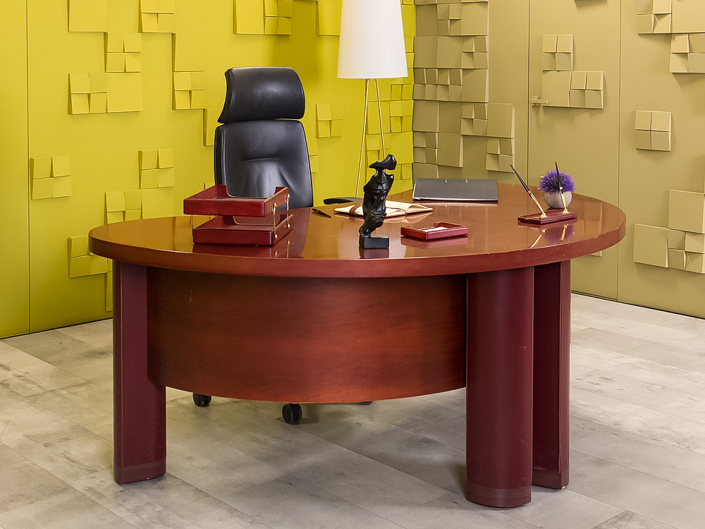 Стол для руководителя 1900x1100 ЛДСП Вишня Россия_СРЭШ4-130524