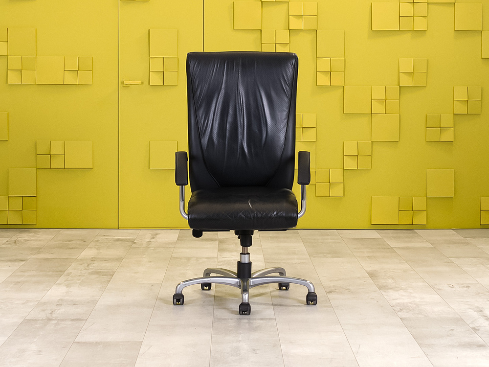 Офисное кресло руководителя на колесах Sitland Кожа Чёрный Италия_КРКЧ-201123