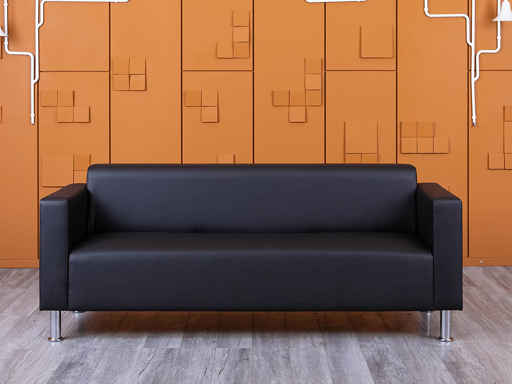 Офисный диван ДМебель Кожзам Черный   (ДНКЧ3-25094(нов))