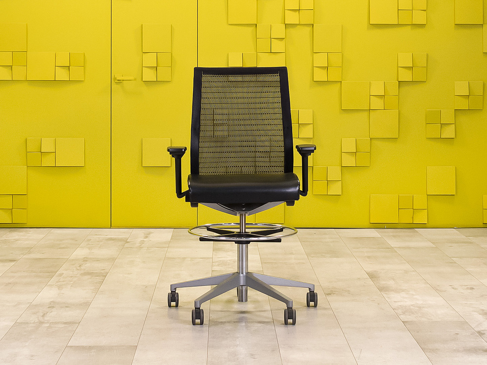Офисное кресло для персонала на колесах Steelcase Кожа Чёрный Франция_КПКЧ-290922