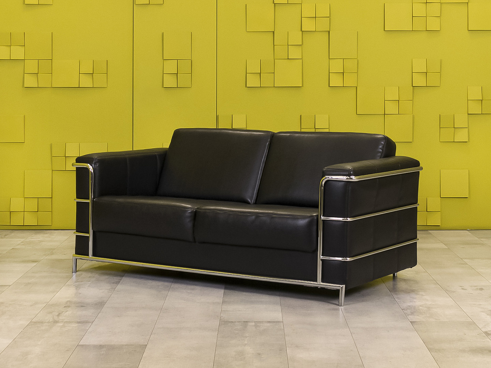 Офисный диван Кенигсберг Кожзам Чёрный Россия  ДНКЧ1-13115