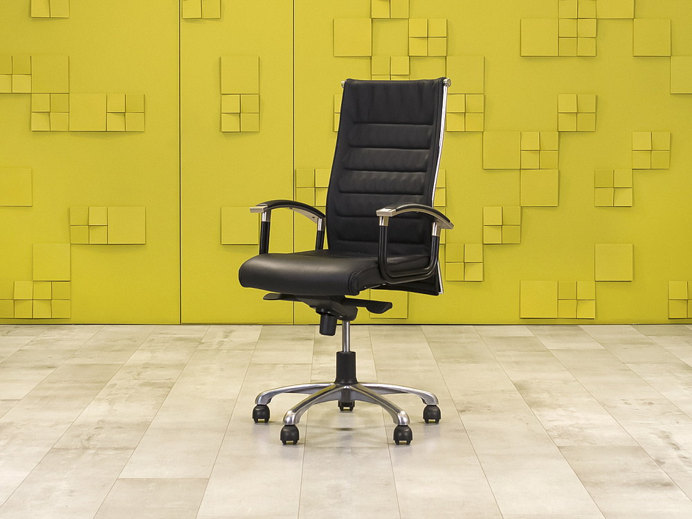 Офисное кресло руководителя на колесах Sitland Экокожа Чёрный Италия_КРКЧ-271123