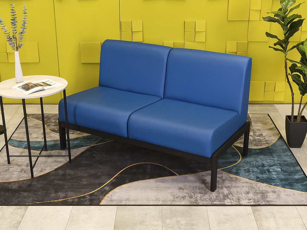 Офисный диван Сандра Кожзам Синий Россия  ДНКН-27046