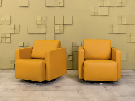 Комплект из 2-х мягких кресел NELSON WALTER KNOLL Кожа Жёлтый Германия  КНКЖК-19024