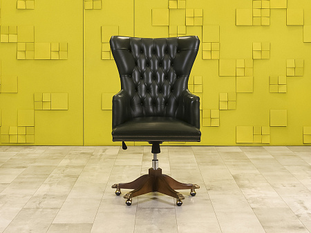 Офисное кресло руководителя на колесах Classik Art & Moble Кожа Зелёный Испания  КРКЗ-16125