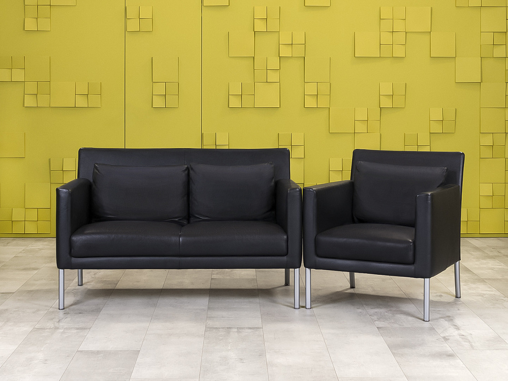 Комплект мягкой мебели WALTER KNOLL 1300x690 Кожа Чёрный Германия_ДНКЧК-190124