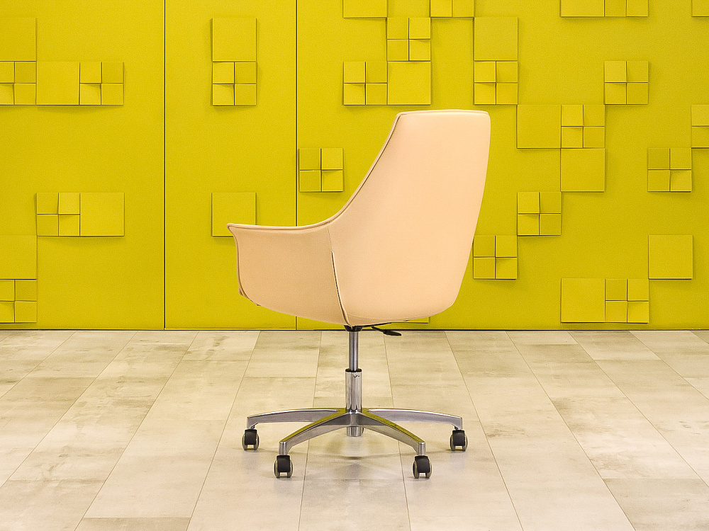 Офисное кресло руководителя на колесах KIMERA KASTEL Кожа Бежевый Италия_КРКБ-22089