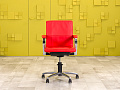 Офисное кресло руководителя на колесах Leo SATO Кожа Красный Германия_КРКК1-181123