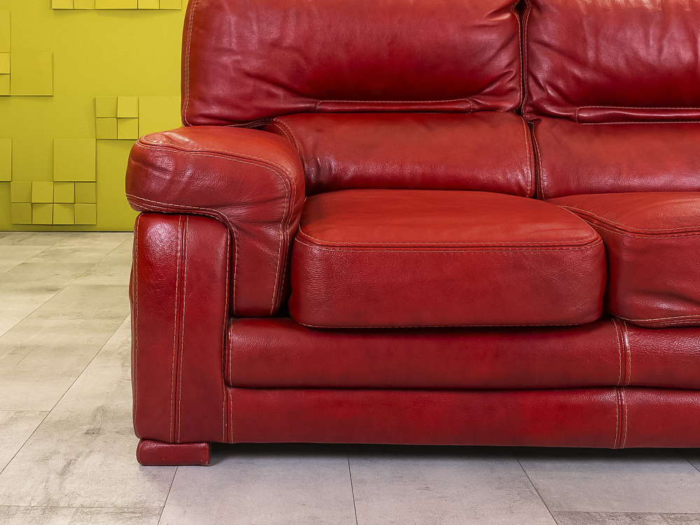 Диван и 2 кресла TS SALOTTI 1600x900 Кожа Красный Италия_ДНККК-241123