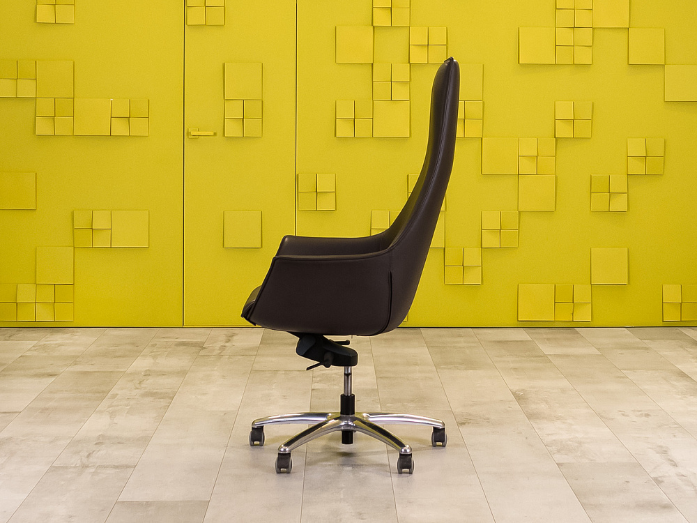 Офисное кресло руководителя на колесах Kastel  Кожа Коричневый Италия_КРКК-190723