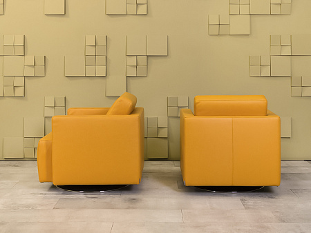 Комплект из 2-х мягких кресел NELSON WALTER KNOLL Кожа Жёлтый Германия  КНКЖК-19024