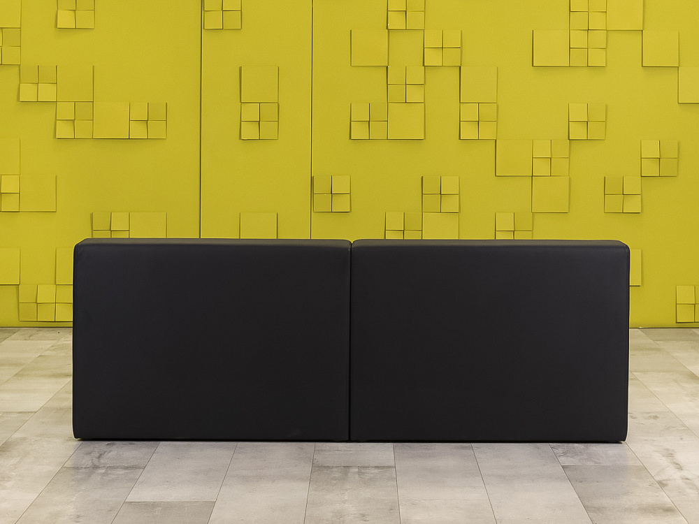 Офисный диван Кожзам Чёрный Россия  ДНКЧ1-20016