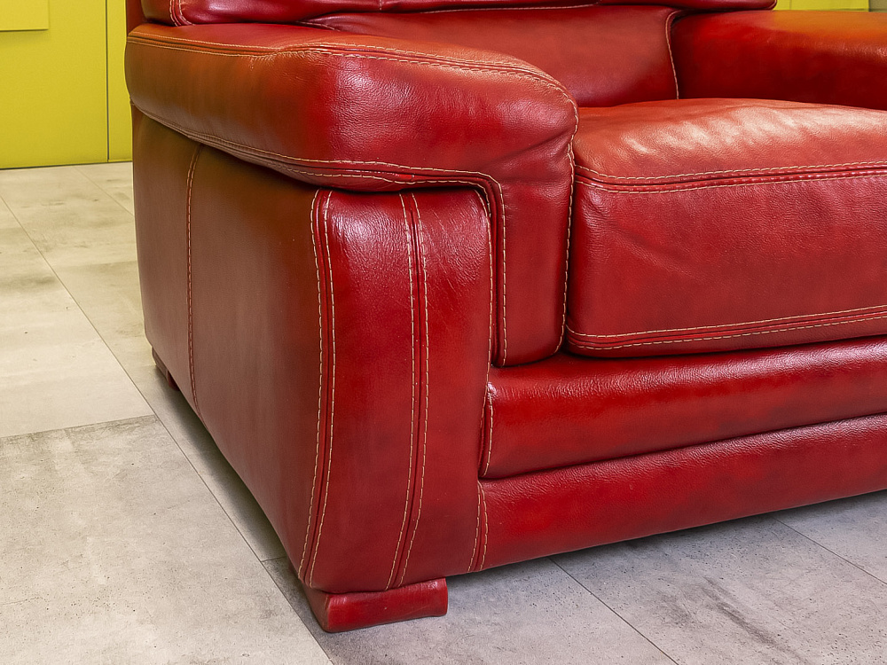 Диван и 2 кресла TS SALOTTI 1600x900 Кожа Красный Италия_ДНККК-241123