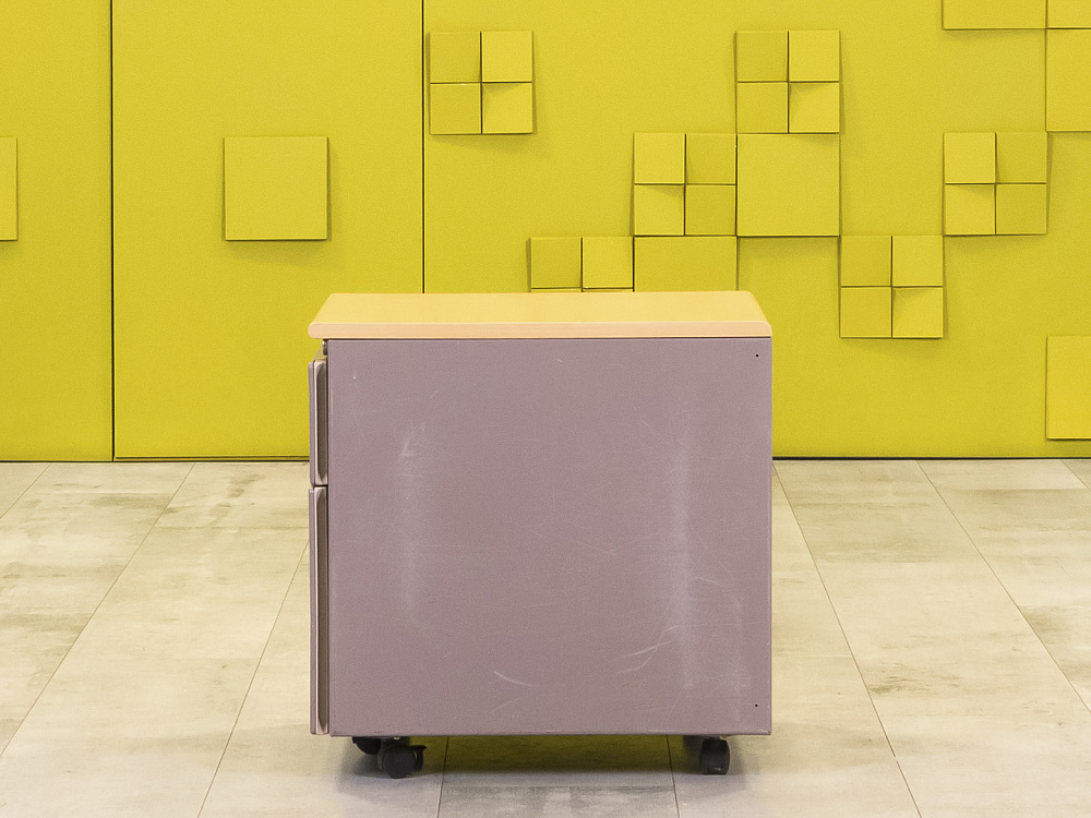 Офисная тумба выкатная Steelcase 420x560x570 Металл Серый 2 ящика Франция_ТВ2ЯМ3-280923