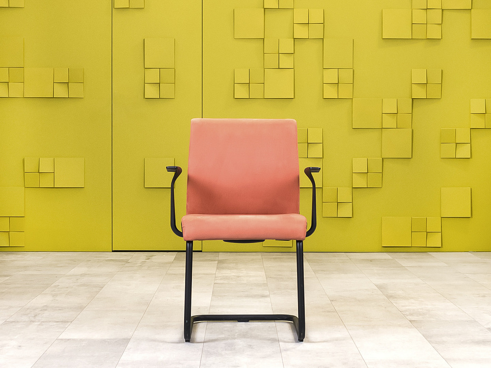 Конференц кресло для переговорной на полозьях Steelcase Ткань Коричневый Франция_КДТК-291223