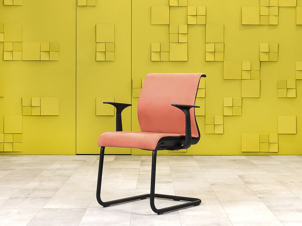 Конференц кресло для переговорной на полозьях Steelcase Ткань Коричневый Франция_КДТК-291223