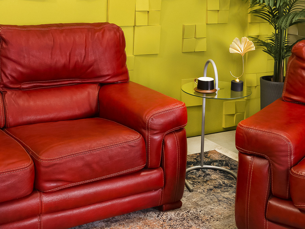 Диван и 2 кресла TS SALOTTI 1600x900 Кожа Красный Италия_ДНККК-241123